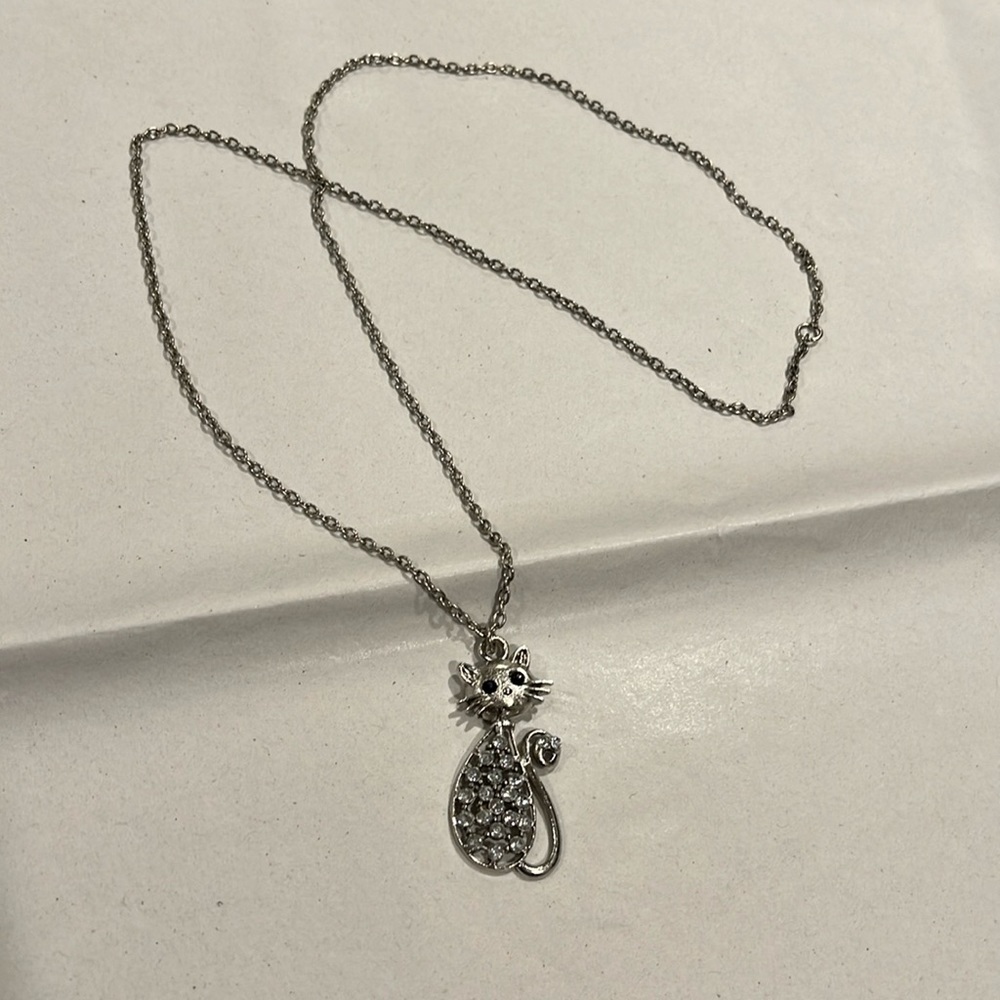 Bedazzled Cat Necklace